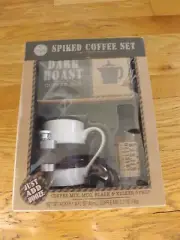New Spiked Coffee Set Dark Roast Mug, Flask & Kicker Syrup Just Add Booze