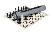 Quiver Chess Set Combination - Single Weighted - Gray Bag / Black Board