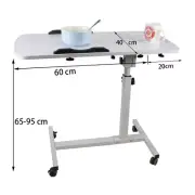Overbed Table Medical Care Over Bed meal laptop work study 80cm White Side Table