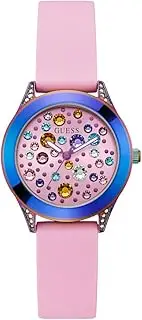 [GUESS] Women's 34mm Watch - Pink Strap Pink Dial Iridescent Case, Pink, Modern