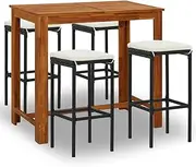 vidaXL Garden Bar Set 5 Piece Durable Outdoor Patio Terrace Pub Bistro Dining Dinner Set Table and Stool Furniture with Cushions Black
