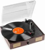 Fenton RP106DW Record Player with Built-in Speakers, Vinyl to MP3 USB Conversion, Ceramic Cartridge, 33, 45 RPM, Dark Wood