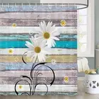 72x72 Inch Rustic Daisy Flower Shower Curtain with Hooks Vintage Bathroom Decor