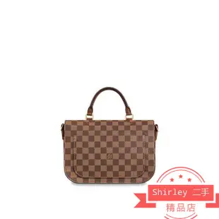 二手LV Damier Ebene 帆布 N40147 維納斯粉拼色 咖啡色棋盤格 風琴包 手提斜背兩用