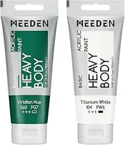 MEEDEN Acrylic Paint Viridian Hue: 100ml Heavy Body Acrylic Paint Tube Bundled with Additional Titanium White Colour for Art Craft Painting