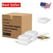 Bulk 200 Eco-Conscious Clamshell Take Out Containers | Microwave Safe 9"x9"