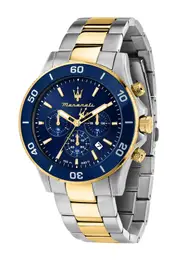 Maserati Competizione Chronograph 43mm Blue Dial Two Tone Watch