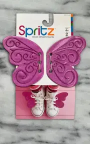 Spritz Shoe Attachments Accessories Sparkly Pink Butterfly Wings Decorations