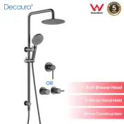 Decaura 8" Rain Shower Head Set Sliding Rail Shower Mixer Taps Brushed Gunmetal