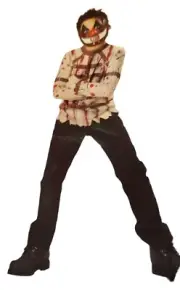 Kids Psycho Killer Clown Scary Halloween Costume Shirt & Mask Child Boys M 8-10