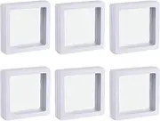 uxcell Floating Thin Film Display Box, ABS Frame Display Case Holder 5cm x 5cm x 2cm White for Ring Necklace Bracelet Earring Pack of 20