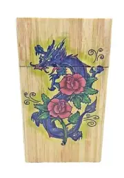 Fujima Tattoo Dragon Wood Wrapped Push To Open 100s Size Cigarette Case