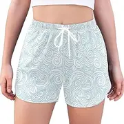 [GuoChe] Shorts High Waisted Abstract Weave Spiral Blue Athletic Running Shorts Women Soft Athletic Running Shorts for Fitness