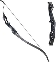 [TOPARCHERY] Archery 56" Takedown Hunting 30lbs Recurve Bow Metal Riser Right Hand Black Longbow