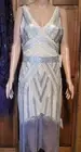 Unique Vintage Ivory Sequin Beaded Fringe 1920's Gatsby Flapper Lg Dress NWT