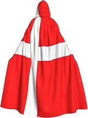 Denmark Danish Flag Print Hooded Grace Cloak For Women Men Halloween Cosplay Carnival Parties Themed Events, Black