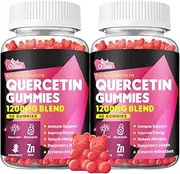 1200mg Quercetin Gummies - Quercetin with Bromelain Vitamin C and Zinc & Elderberry + Vitamin D3 - Adults & Kids 6 In 1 Immune Support Gummies - High Absorbability, Strawberry Flavor, Low Sugar, Vegan