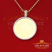 Yellow 925 Sterling Silver 1.75" inch Round Pendant with 8.40ct Cubic Zirconia
