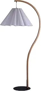 [Lexi Lighting] Esther Floor Lamp, Matte Black Metal Base, White Pleated Linen Shade, Blend Arm, On/Off in-line Switch, Black Cord, H148cm, Minimalist Reading Standing Lamp for Living Room, Bedroom