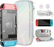 FANPL Glitter Case bundle for Nintendo Switch Accessories, Rainbow Sparkle Carrying Case for Switch and Joy Con Controller with Hard Glitter Protective Case and Screen protector, 2 Thumb Grips, Shoulder Strap
