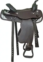 Y&Z Enterprises Western Barrel Racing Horse Saddle Synthetic with Tack Set (Headstall Breastplate Rein) and Saddle Pad Available Seat Size 12" and 14" to 18" Inch
