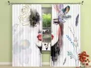 3D Girl Feather 45 Blockout Photo Curtain Print Curtains Drapes Fabric Window AU