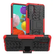 Samsung Galaxy A51 Case, Shockproof Heavy Duty Tough Kickstand Protective Rugged Case Cover (Red)