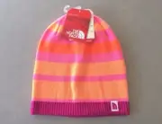 NEW Girls NORTH FACE A6X6 'Pete N Repeat' REVERSIBLE Pink Stripe, Pink Beanie, M