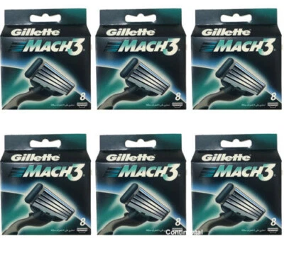 Gillette Mach3 Razor Blade Cartridges. 8 Count (6 Pack) GM8-6