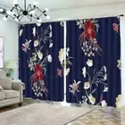 Flowers Leaves Together 3D Blockout Photo Print Curtain Fabric Curtains Window