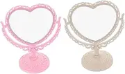 GANAZONO Portable Double-Sided Mirror Heart Shape Vanity Table Mirror for Bedroom Living Room