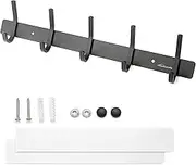 Eydeal Hand Towel Hooks Rack Wall Mount Adhesive Stainless Steel Metal Coat Hangers for Front Door Bathroom Bedroom Office (Black, 5 Hooks)
