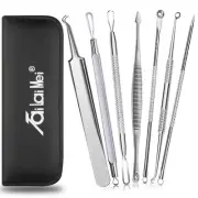 7-Piece Blackhead Remover Kit - Pimple Comedone Extractor 7 Piece Set, Black