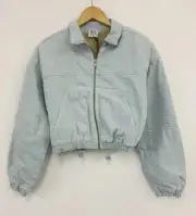 BDG Women’s Borg Fleece Lined Cropped Denim Jacket Bleach Wash Size M NEW