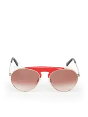 Red Leather Trim Gradient Sunglasses