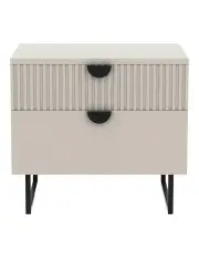 [Sarantino] Tessa Fluted Bedside Table in Taupe