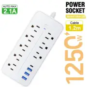 US Plug AC Outlets Power Strip Multitap Socket Extension Cord Electrical with US