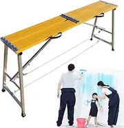 Stepladders Portable Folding Work Platform, Height Adjustable Scaffolding Equipment, Heavy Duty Aluminium Step Ladder Drywall Work Bench, 400kg Maximum Load