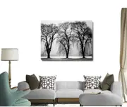 3 Sisters Black Trees Stretched Canvas Print