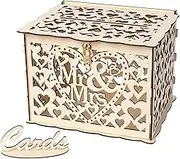 Wedding Card Box for Reception, Large Capacity, Clear Acrylic with Lock and Slot, Money Box Holder, Gift Card Envelope Collection Box (Mr & Mrs)