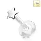 Piercing Ear Labret Bioplast Star Gold White 14 Carat