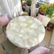 15"White Quartz Stone Center Sofa Furniture Modern Coffee Table Top Handmade Art