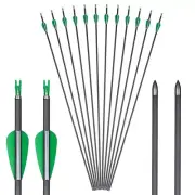 12pcs Archery 31" Carbon Arrows Spine 600 Compound Recurve Bow Hunting & Target