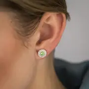 0.60 Carat Peridot and Diamond Stud Earrings in 9ct Yellow Gold