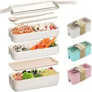 900ml Portable Lunch Box 3 Layer Wheat Straw Bento Boxes Microwave Dinnerware Food Storage Container Foodbox 1set