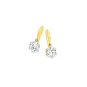 9ct 8mm Cubic Zirconia Hook Earrings in Clear