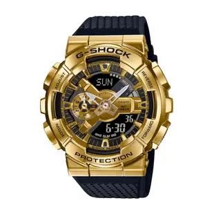 CASIO 卡西歐 G-SHOCK 重金屬工業風雙顯錶-黑金 GM-110G-1A9