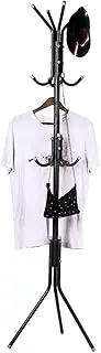 LOCADENCE Standing Coat and Hat Hanger Organizer Rack, Multi Hook Metal Coat Hat Rack Trees Stand, Clothes Bag Hanger Organizer for Entryway, Hallway, Bedroom, Office (Black)