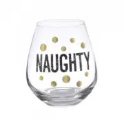 471884 Naughty Saying Wine Stemless Glass 16oz Christmas Kitchen Bar