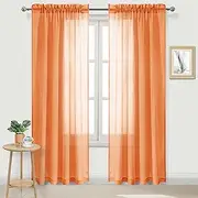 DWCN Sheer Curtains 84 inches Long 2 Panels Set, Orange Home Decoration Rod Pocket Airy & Lightweight Elegant Window Treatments with Light Filtering for Bedroom/Living Room, 2pcs, W52 x L84